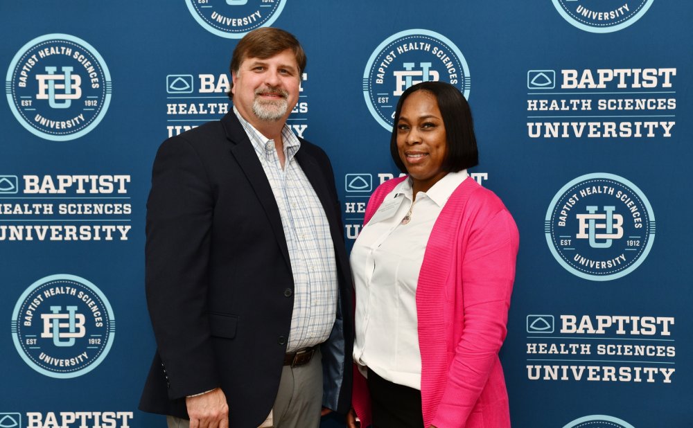 Victoria Hines with Bert Parnell at Baptist Health Sciences University’s annual scholarship luncheon last month.