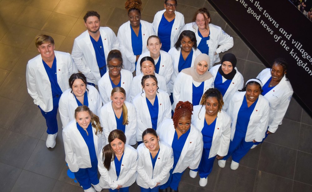 group of twenty nursing students 