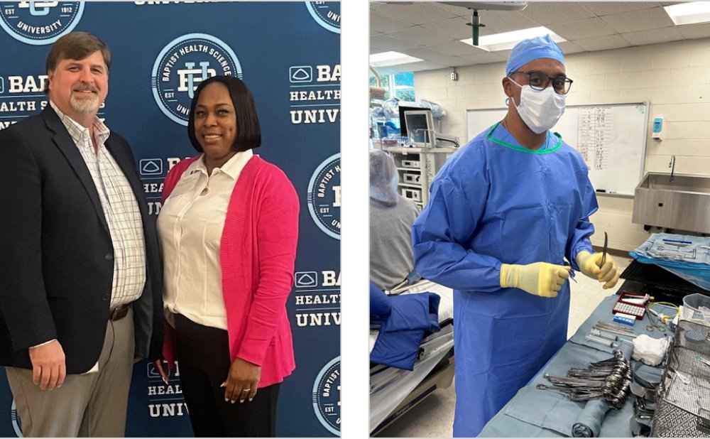 Victoria Hines with Bert Parnell at Baptist Health Sciences University’s annual scholarship luncheon last month.