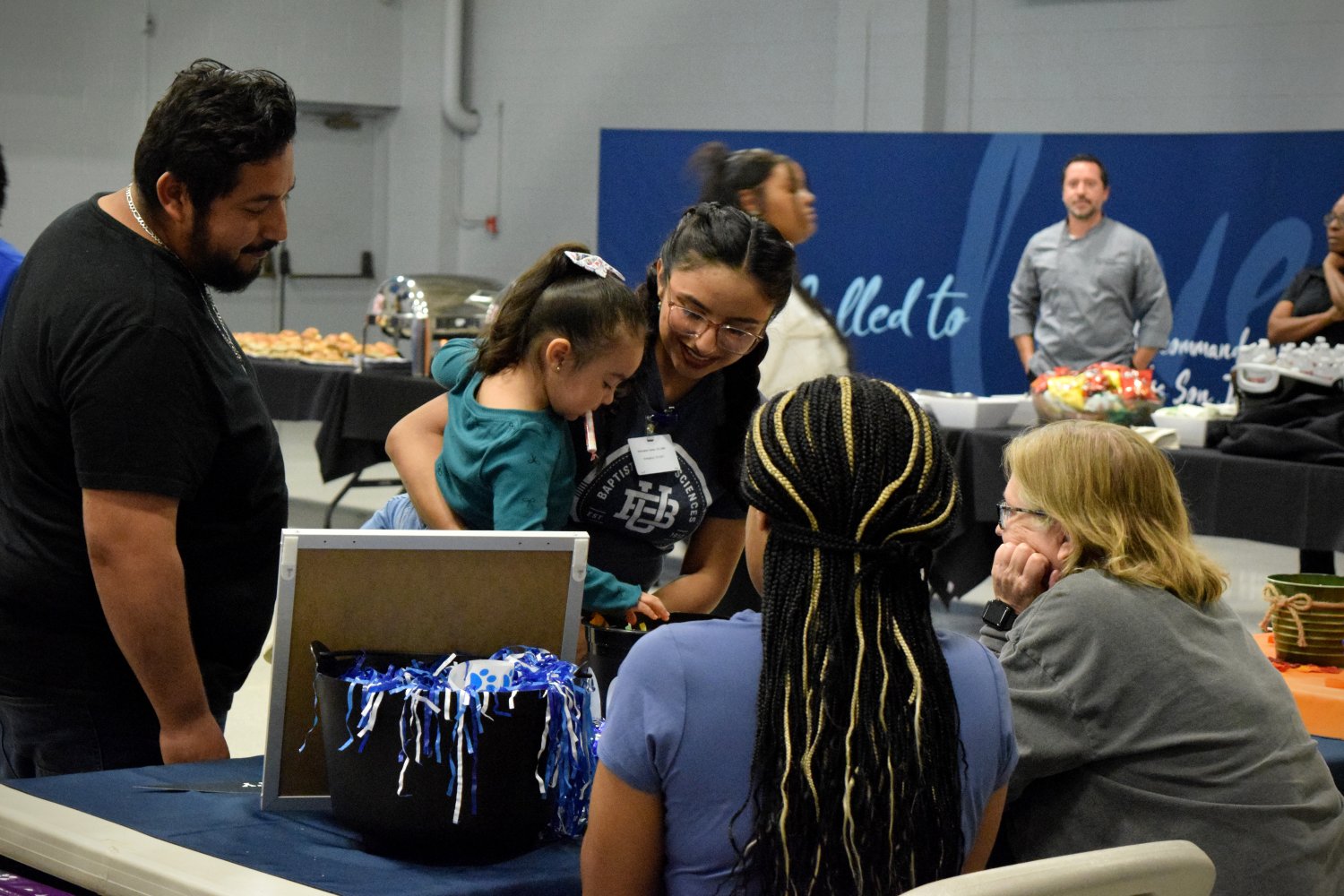 family at a booth 