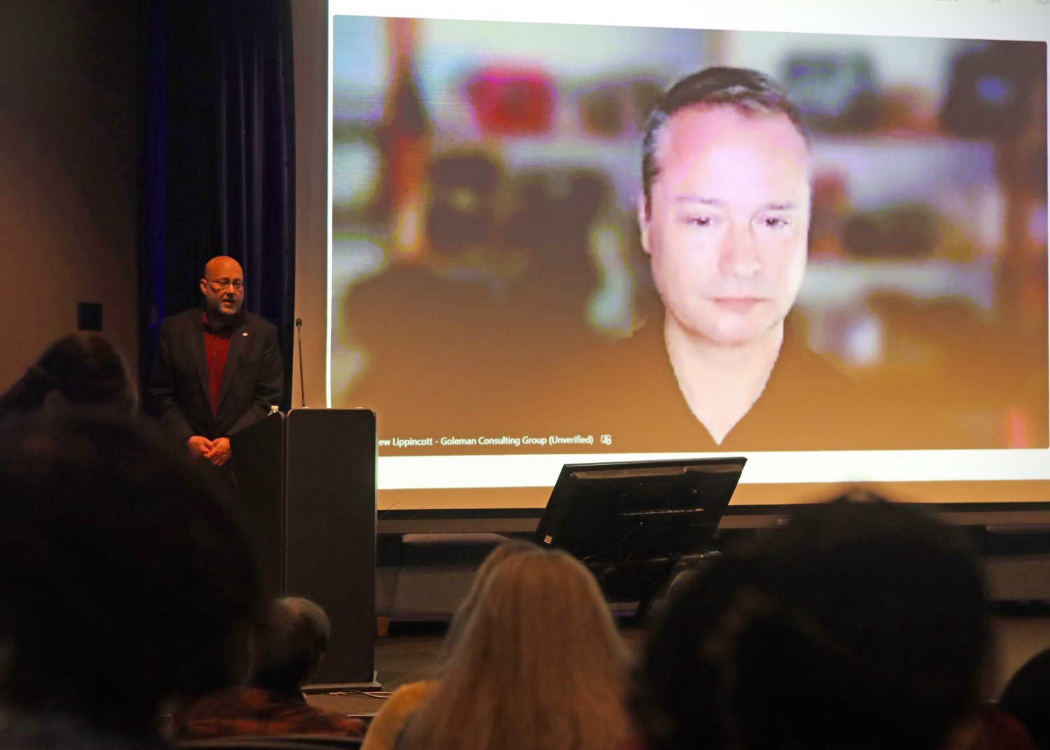 A speaker on the screen video calling in 