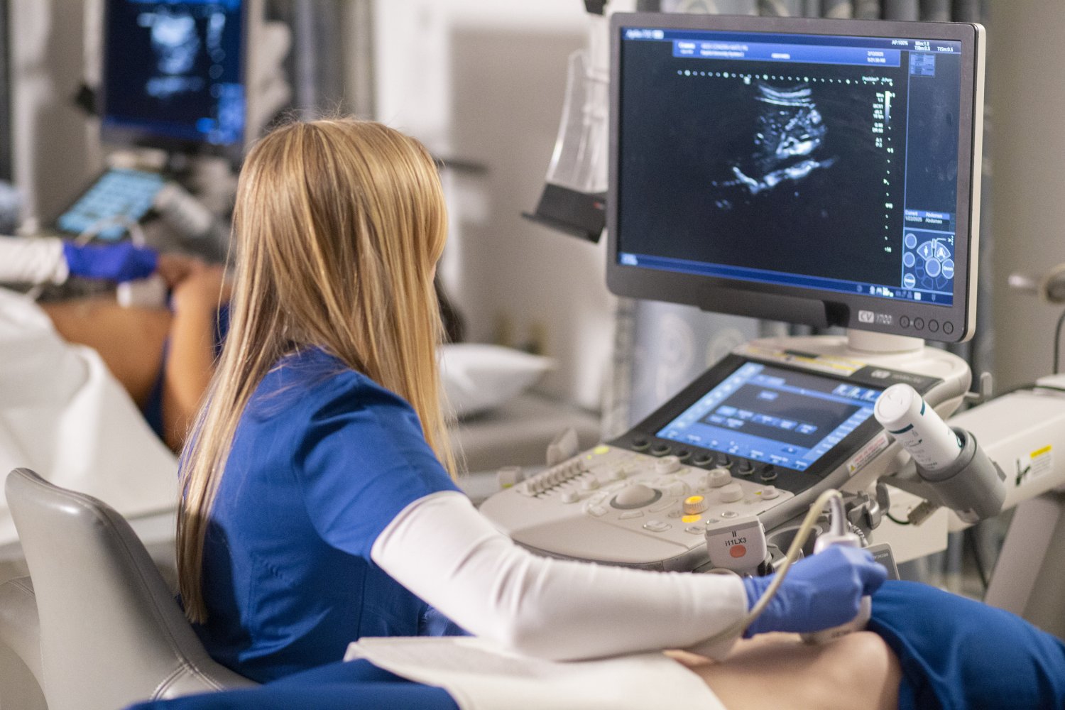 Sonography students in class