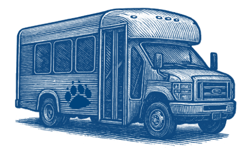 tour bus with paw on it 