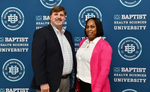 Victoria Hines with Bert Parnell at Baptist Health Sciences University’s annual scholarship luncheon last month.
